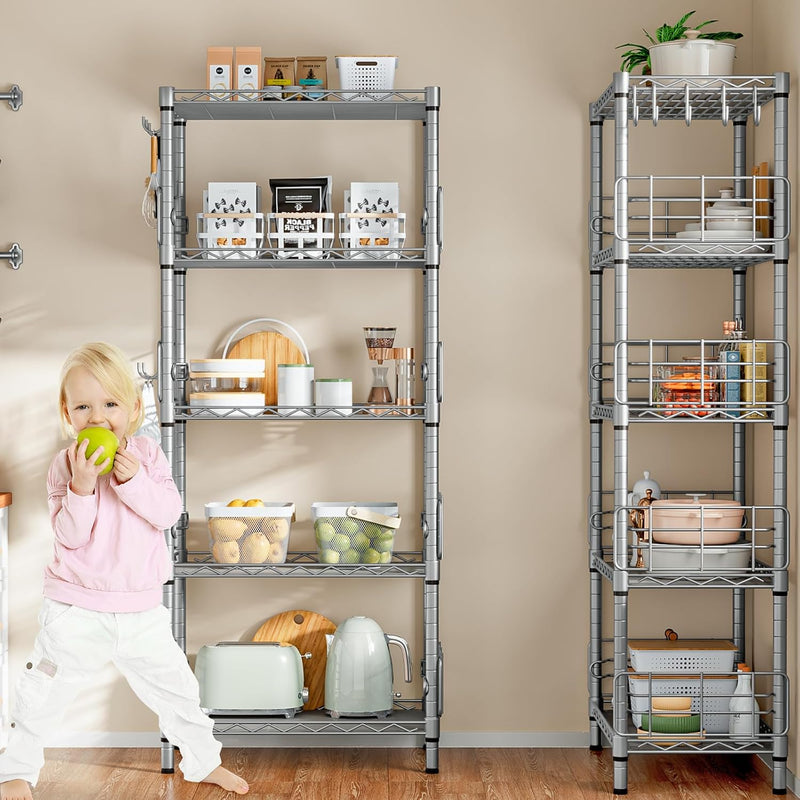5-Shelf Shelving Unit with Height Adjustable Shelves
