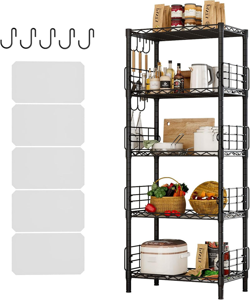 5-Shelf Shelving Unit with Height Adjustable Shelves Metal