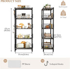 5-Shelf Shelving Unit with Height Adjustable Shelves Metal