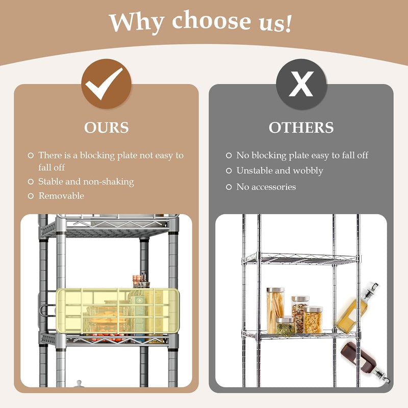 5-Shelf Shelving Unit with Height Adjustable Shelves Metal