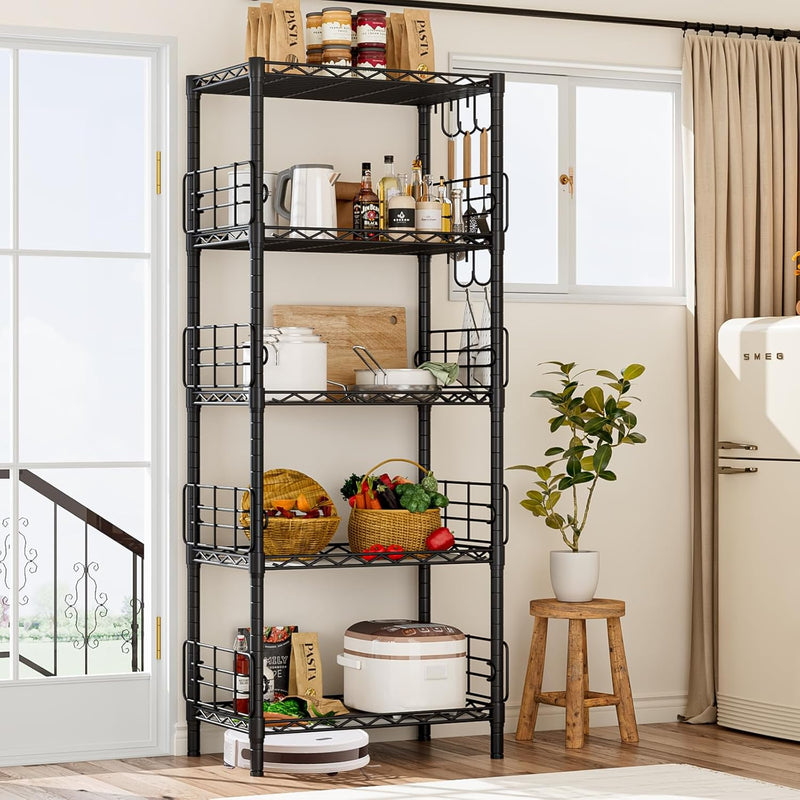 5-Shelf Shelving Unit with Height Adjustable Shelves Metal
