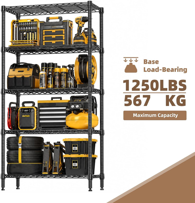 5-Shelf Storage Unit with Height Adjustable Shelves