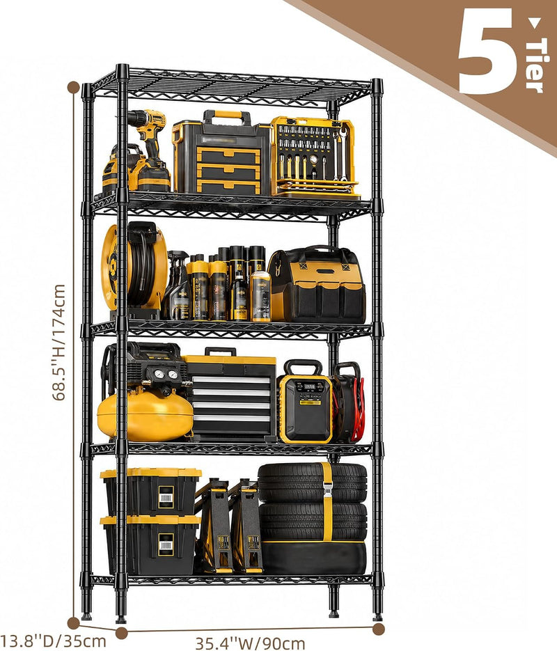 5-Shelf Storage Unit with Height Adjustable Shelves