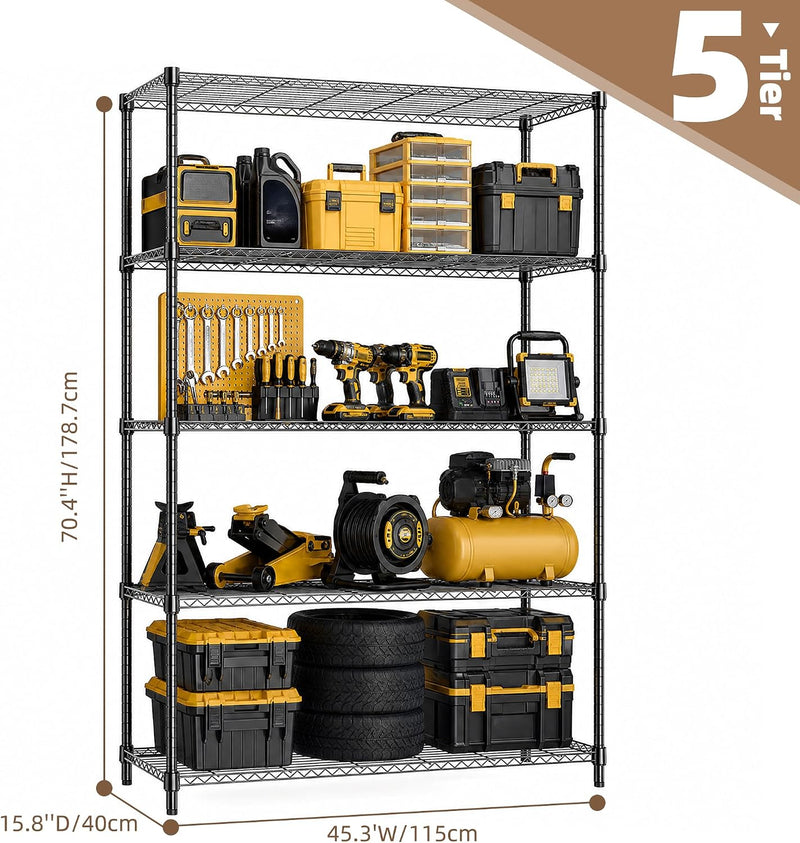 5-Shelf Storage Unit with Height Adjustable Shelves