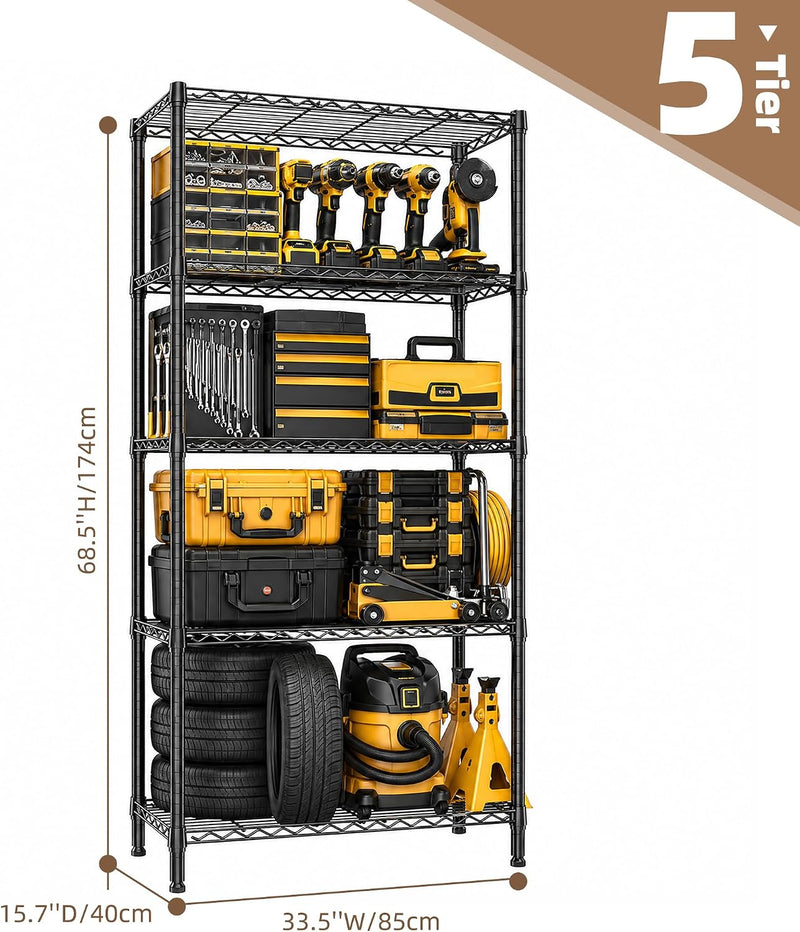 5-Shelf Storage Unit with Height Adjustable Shelves