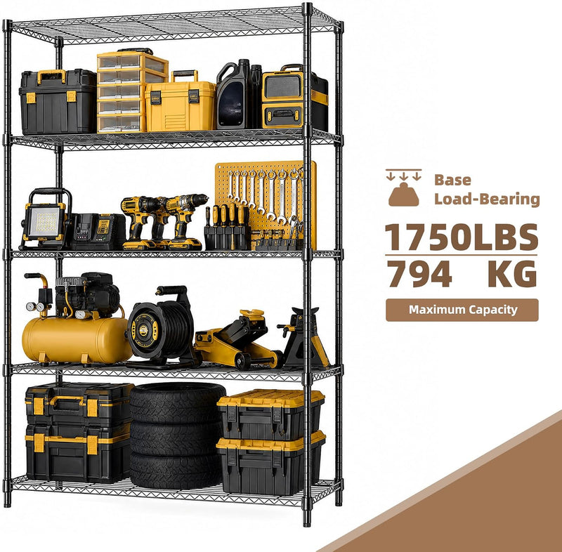 5-Shelf Storage Unit with Height Adjustable Shelves