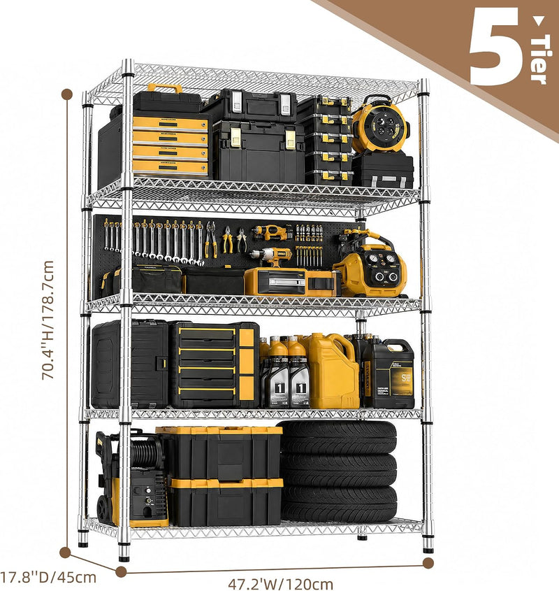 5-Shelf Storage Unit with Height Adjustable Shelves