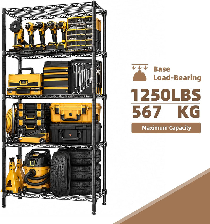 5-Shelf Storage Unit with Height Adjustable Shelves