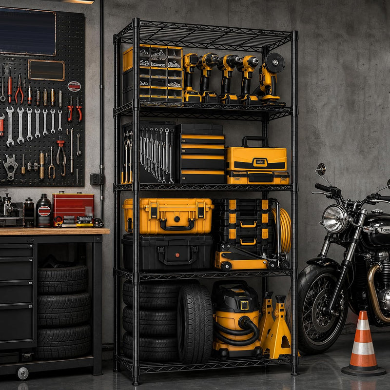 5-Shelf Storage Unit with Height Adjustable Shelves