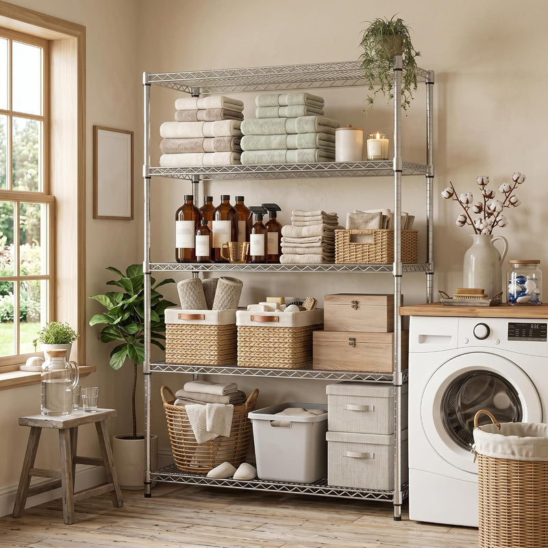 5-Shelf Storage Unit with Height Adjustable Shelves