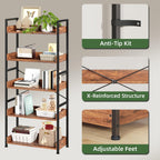 5-Tier Bookcase for Living Room Tall Bookshelf