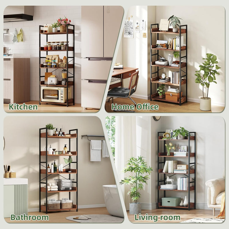 5-Tier Bookcase for Living Room Tall Bookshelf