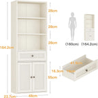 5-Tier Bookcase with Doors and Drawer