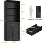 5-Tier Bookcase with Doors and Drawer