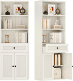 5-Tier Bookcase with Doors and Drawer