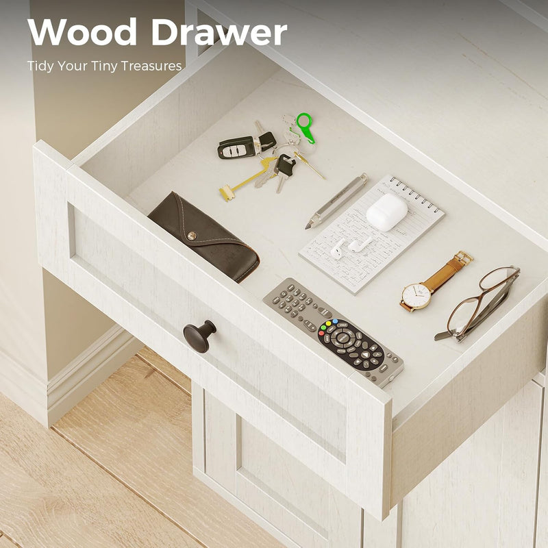 5-Tier Bookcase with Doors and Drawer