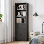 5-Tier Bookcase with Doors and Drawer