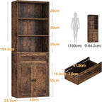 5-Tier Bookcase with Doors and Drawer