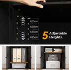 5-Tier Bookcase with Doors and Drawer