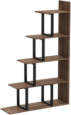 5-Tier Bookshelf L-Shape Freestanding Ladder Corner Bookcase