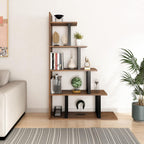 5-Tier Bookshelf L-Shape Freestanding Ladder Corner Bookcase