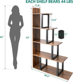5-Tier Bookshelf L-Shape Freestanding Ladder Corner Bookcase