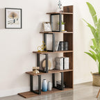 5-Tier Bookshelf L-Shape Freestanding Ladder Corner Bookcase