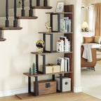 5-Tier Bookshelf L-Shape Freestanding Ladder Corner Bookcase