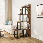 5-Tier Bookshelf L-Shape Freestanding Ladder Corner Bookcase