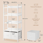 5-Tier Bookshelf Widening Bookcase with 2 Fabric Cloth