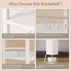 5-Tier Bookshelf Widening Bookcase with 2 Fabric Cloth