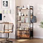 5-Tier Bookshelf Widening Bookcase with 2 Fabric Cloth