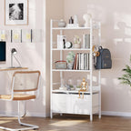 5-Tier Bookshelf Widening Bookcase with 2 Fabric Cloth