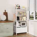 5-Tier Bookshelf Widening Bookcase with 2 Fabric Cloth