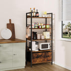 5-Tier Bookshelf Widening Bookcase with 2 Fabric Cloth
