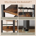 5-Tier Bookshelf Widening Bookcase with 2 Fabric Cloth