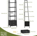 5 Tier Bookshelf with 2 Fabric Drawers Slim