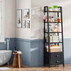 5 Tier Bookshelf with 2 Fabric Drawers Slim