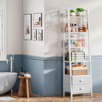 5 Tier Bookshelf with 2 Fabric Drawers Slim