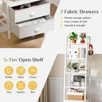 5 Tier Bookshelf with 2 Fabric Drawers Slim