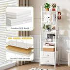 5 Tier Bookshelf with 2 Fabric Drawers Slim