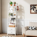 5 Tier Bookshelf with 2 Fabric Drawers Slim
