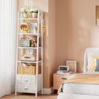 5 Tier Bookshelf with 2 Fabric Drawers Slim