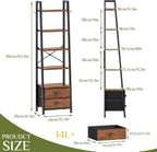 5 Tier Bookshelf with 2 Fabric Drawers Slim