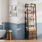 5 Tier Bookshelf with 2 Fabric Drawers Slim