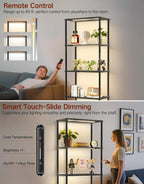 5 Tier Bookshelf with LED Light Touch Remote