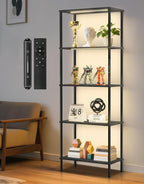 5 Tier Bookshelf with LED Light Touch Remote