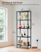 5 Tier Bookshelf with LED Light Touch Remote