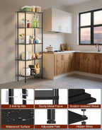 5 Tier Bookshelf with LED Light Touch Remote