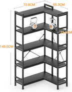 5-Tier Corner Bookshelf 5-Shelf L Shaped Bookcase Tall